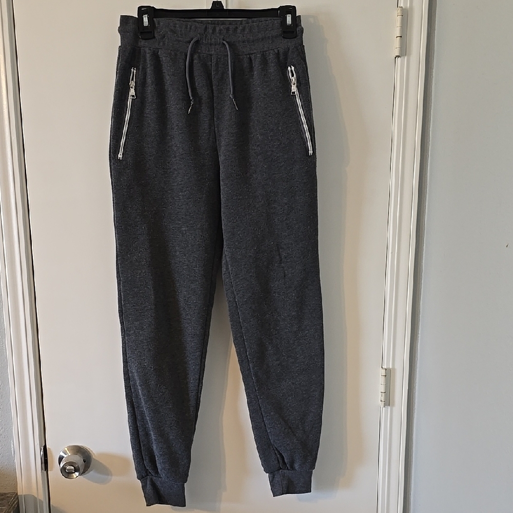 Gray Jogger Sweatpants with Zipper Pockets